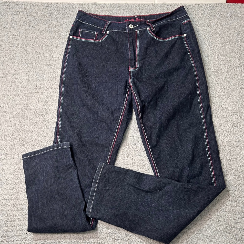 Apollo Jeans Straight Leg Y2K 13/14 Dark‎ Wash Contrast Stitch Denim Streetwear
